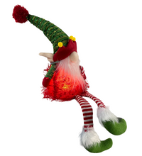 Cargar imagen en el visor de la galería, Muñeco Elfo Sentado de Navidad con luz LED Ilumina Cuerpo, Figura Enano de Elfo de Navideño Para Decoración de Navadad 15x9x45cm