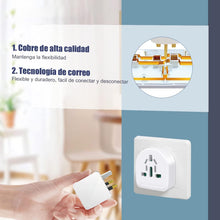 Cargar imagen en el visor de la galería, Adaptador Enchufe Europeo a Múltiples Enchufes Nacionales, Adecuado para Viajar, 250V, 16A, 3680W, Blanco, 2Pcs