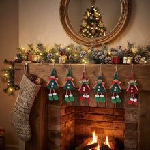 Cargar imagen en el visor de la galería, Set de 6 Colgantes de Elfos Navideños 8x20 cm, Adornos Colgantes de Plástico y Poliéster para Árbol de Navidad y Decoración del Hogar