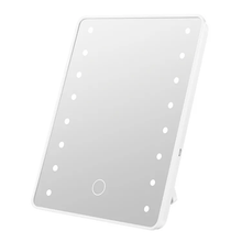 Cargar imagen en el visor de la galería, Espejo Con 16 Luz Led Natural Rectangular Con Pie Blanco Para Maquillaje 17x22 Cm