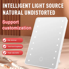 Cargar imagen en el visor de la galería, Espejo Con 16 Luz Led Natural Rectangular Con Pie Blanco Para Maquillaje 17x22 Cm