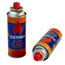 Cargar imagen en el visor de la galería, Cartucho de Gas ISO-250 Butano y N-Butano 227g 400ml, Bombona gas, Recambio Lata Gas para Hornillo portátil de camping o Soplete Quemador - XTRA+