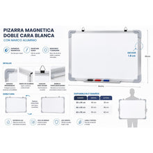 Cargar imagen en el visor de la galería, Pizarra Magnética Blanca Doble Cara con Marco de Aluminio – 3 Tamaños: 30x40, 46x60 y 60x90 cm