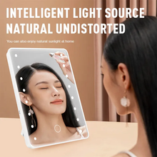 Cargar imagen en el visor de la galería, Espejo Con 16 Luz Led Natural Rectangular Con Pie Blanco Para Maquillaje 17x22 Cm