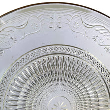 Cargar imagen en el visor de la galería, Plato deTartera Frutero de Mesa de cristal transparente con Borde de Plato Dorado y grabados geométricos para Decoración de Navidad y Uso Diarioción