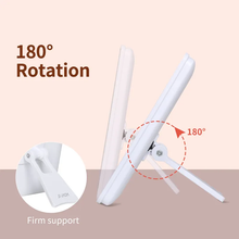 Cargar imagen en el visor de la galería, Espejo Con 16 Luz Led Natural Rectangular Con Pie Blanco Para Maquillaje 17x22 Cm