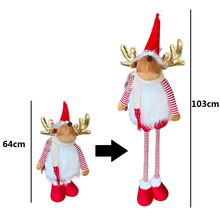 Cargar imagen en el visor de la galería, Muñeco Reno Extensible Navideño 64-103 cm – Decoración de Navidad en Tono Rojo