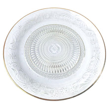 Cargar imagen en el visor de la galería, Plato deTartera Frutero de Mesa de cristal transparente con Borde de Plato Dorado y grabados geométricos para Decoración de Navidad y Uso Diarioción