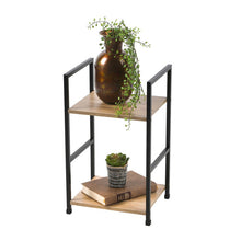 Cargar imagen en el visor de la galería, Estantería Mesita de Noche Dormitorio Elegante Negro y Madera 2, 3, 4 Niveles Soportes Laterales de Metal