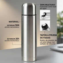 Cargar imagen en el visor de la galería, Termo de Acero Inoxidable Doble Pared para Bebidas Calientes y Frías – Café, Té, Leche – Tapa Hermética