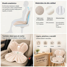 Cargar imagen en el visor de la galería, Cojín Ergonómico 3 en 1 para Silla de Oficina y Coche, Soporte para Espalda y Asiento, Diseño Anatómico Transpirable, Cojín de Poliuretano, 46 × 40 × 35 cm