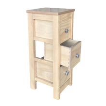 Cargar imagen en el visor de la galería, Mueble Auxiliar Cajonera Estrecho de Madera de Pino Natural Color Roble Claro Madera Natural