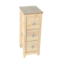 Cargar imagen en el visor de la galería, Mueble Auxiliar Cajonera Estrecho de Madera de Pino Natural Color Roble Claro Madera Natural