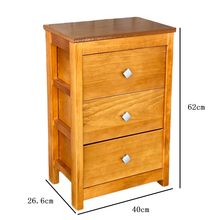 Cargar imagen en el visor de la galería, Mueble Auxiliar Cajonera Ancha de Madera de Pino Natural Color Roble Claro / Meil Para Baño Dormitorio