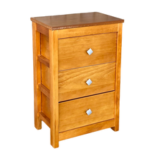 Cargar imagen en el visor de la galería, Mueble Auxiliar Cajonera Ancha de Madera de Pino Natural Color Roble Claro / Meil Para Baño Dormitorio