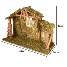 Cargar imagen en el visor de la galería, Casa Portal Madera con musgo para belén de un Nacimiento navidad diseño realista
