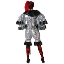Cargar imagen en el visor de la galería, DISFRAZ PAYASA MACABRA GRIS, MUJER ADULTO PARA HALLOWEEN CARNAVAL TEATRO