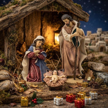 Cargar imagen en el visor de la galería, Figura de Nacimiento de Navidad en Resina – Belén Tradicional con San José, Virgen María y Niño Jesús