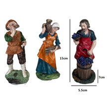 Cargar imagen en el visor de la galería, Set 6 Figuras de Oficios y Pastores para Belén (15 cm) – Escenas de Aldea Tradicional Navideña – Decoración Pesebre Navidad