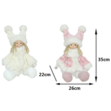 Cargar imagen en el visor de la galería, Muñeca de Peluche con Luz LED 35 cm, Decoración Navideña, Muñeca Decorativa Suave con Luces LED, Rosa/Blanco