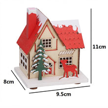 Cargar imagen en el visor de la galería, Casita Nevada de Madera con Luz LED - Decoración Navideña para Pueblo, Figura Iluminada para Interior, Pilas Incluidas