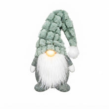 Cargar imagen en el visor de la galería, Gnomo de Tela Decorativo con Nariz de Luz LED y Gorro Texturizado - 18x11x28 cm