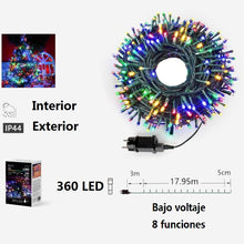 Cargar imagen en el visor de la galería, Guirnalda de Luces LED para Navidad de cable Verde - 8 funciones; Ideal para decorar árboles tanto en interiores como exteriores