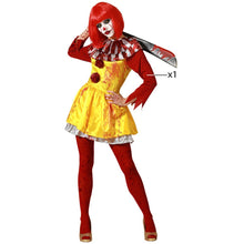 Cargar imagen en el visor de la galería, Disfraz Payasa Amarilla Sangrienta Mujer Adulto Para Halloween Carnaval Teatro