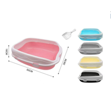 Cargar imagen en el visor de la galería, Arenero para Gatos con Pala, Bandeja Sanitaria para Gatos 50 x 39 x 19 cm, Fácil de Limpiar, Bordes Altos, Color Aleatorio