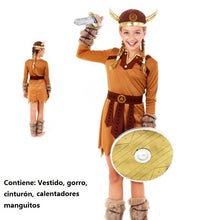 Cargar imagen en el visor de la galería, Disfraz Vikinga Niña Infantil para Carnaval Fiesta Teatro