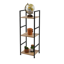 Cargar imagen en el visor de la galería, Estantería Mesita de Noche Dormitorio Elegante Negro y Madera 2, 3, 4 Niveles Soportes Laterales de Metal