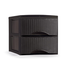 Cargar imagen en el visor de la galería, Cajonera Sobremesa de Plástico Imitación Rattan para Ordenación Decoración Hogar Oficina