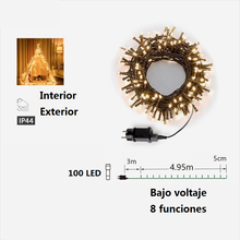 Cargar imagen en el visor de la galería, Guirnalda de Luces LED para Navidad de cable Verde - 8 funciones; Ideal para decorar árboles tanto en interiores como exteriores