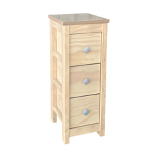 Cargar imagen en el visor de la galería, Mueble Auxiliar Cajonera Estrecho de Madera de Pino Natural Color Roble Claro Madera Natural