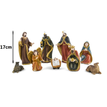 Cargar imagen en el visor de la galería, NACIMIENTO 9 PIEZAS 17CM NAVIDAD BELÉN ESCENA PESEBRE FIGURAS