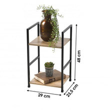 Cargar imagen en el visor de la galería, Estantería Mesita de Noche Dormitorio Elegante Negro y Madera 2, 3, 4 Niveles Soportes Laterales de Metal