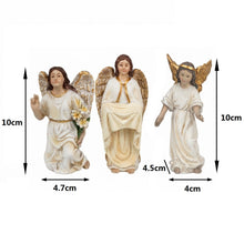 Cargar imagen en el visor de la galería, Set de 3 Figuras de Ángeles de Resina para Navidad – Adornos Navideños Decorativos y Belén (Alturas de 10 cm)