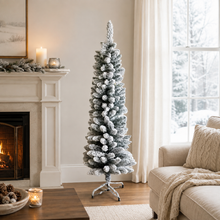 Cargar imagen en el visor de la galería, Árbol de Navidad Nevado Delgado para Espacios Estrechos