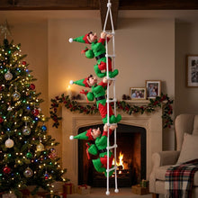 Cargar imagen en el visor de la galería, Adorno Navideño Colgante 3 Elfos en Escalera Impermeable (105 cm) – Decoración de Navidad para Exterior e Interior