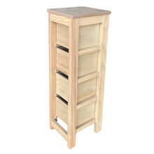 Cargar imagen en el visor de la galería, Mueble Auxiliar Cajonera Estrecho de Madera de Pino Natural Color Roble Claro Madera Natural