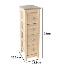 Cargar imagen en el visor de la galería, Mueble Auxiliar Cajonera Estrecho de Madera de Pino Natural Color Roble Claro Madera Natural
