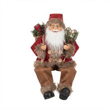 Cargar imagen en el visor de la galería, Papá Noel Sentado 45cm con Linterna, Gafas y Saco de Regalos - Figura Decorativa Navideña, Adorno de Navidad para Hogar, Chimenea o Estantería