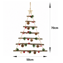 Cargar imagen en el visor de la galería, Árbol de Navidad Colgante de Madera con Piñas y Adornos Naturales, Decoración Navideña Rústica, 3 Modelos Surtidos al Azar