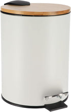 Cargar imagen en el visor de la galería, Cubo de basura Metal Con Tapa Bambú Caída Amortiguada 3 L, Papelera con pedal pequeño para Baño - Tendance