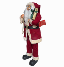 Cargar imagen en el visor de la galería, Papá Noel Grande 90 cm con Luz y Música - Muñeco de Santa Claus Decorativo con Saco de Regalos y Caja, Figura Navideña para Hogar, escaparates y Fiestas
