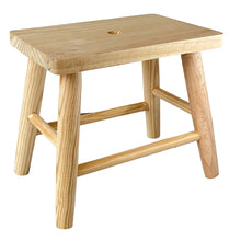 Cargar imagen en el visor de la galería, Taburete Rectangulo con Patas Redondas de Madera Natural, Banco Pequeño Banqueta Silla 20 x 29.5 x