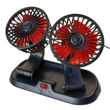 Cargar imagen en el visor de la galería, Ventilador para Coches Camiónes doble cabezas Giratorios 360º con sus Mangos Ajustable con Enchufe de mechero (12V / 24 V)