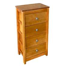 Cargar imagen en el visor de la galería, Mueble Auxiliar Cajonera Ancha de Madera de Pino Natural Color Roble Claro / Meil Para Baño Dormitorio