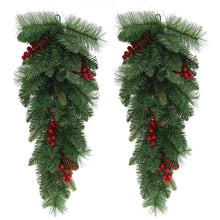 Cargar imagen en el visor de la galería, Guirnalda de Navidad Artificial con Piñas y Bayas Rojas - para Decoracion de Puertas, Chimeneas y Paredes