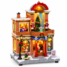 Cargar imagen en el visor de la galería, Villa Navideña LED con Música y Movimiento Decorativa, casa de Navidad iluminada – 25 Luces Multicolor, 8 Melodías de Navidad, 20,5 × 15 × 28,5 cm